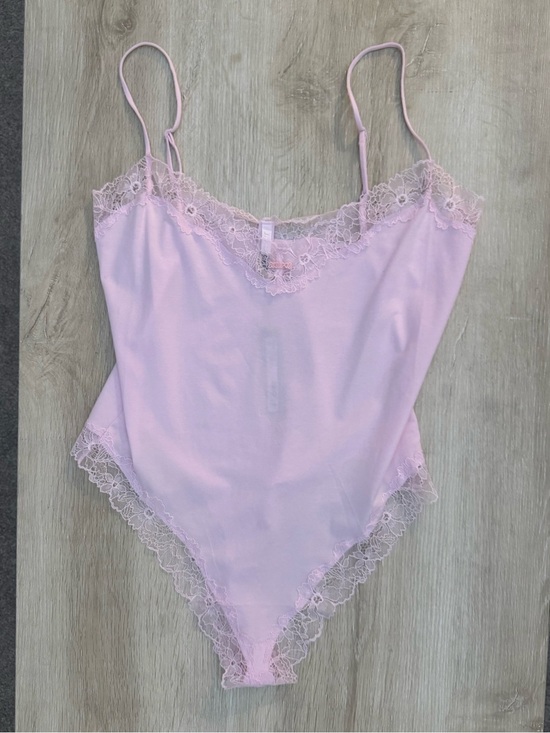 SKIMS Tops - Skims Cotton Lace Cami Bodysuit in Cherry Blossom NWT